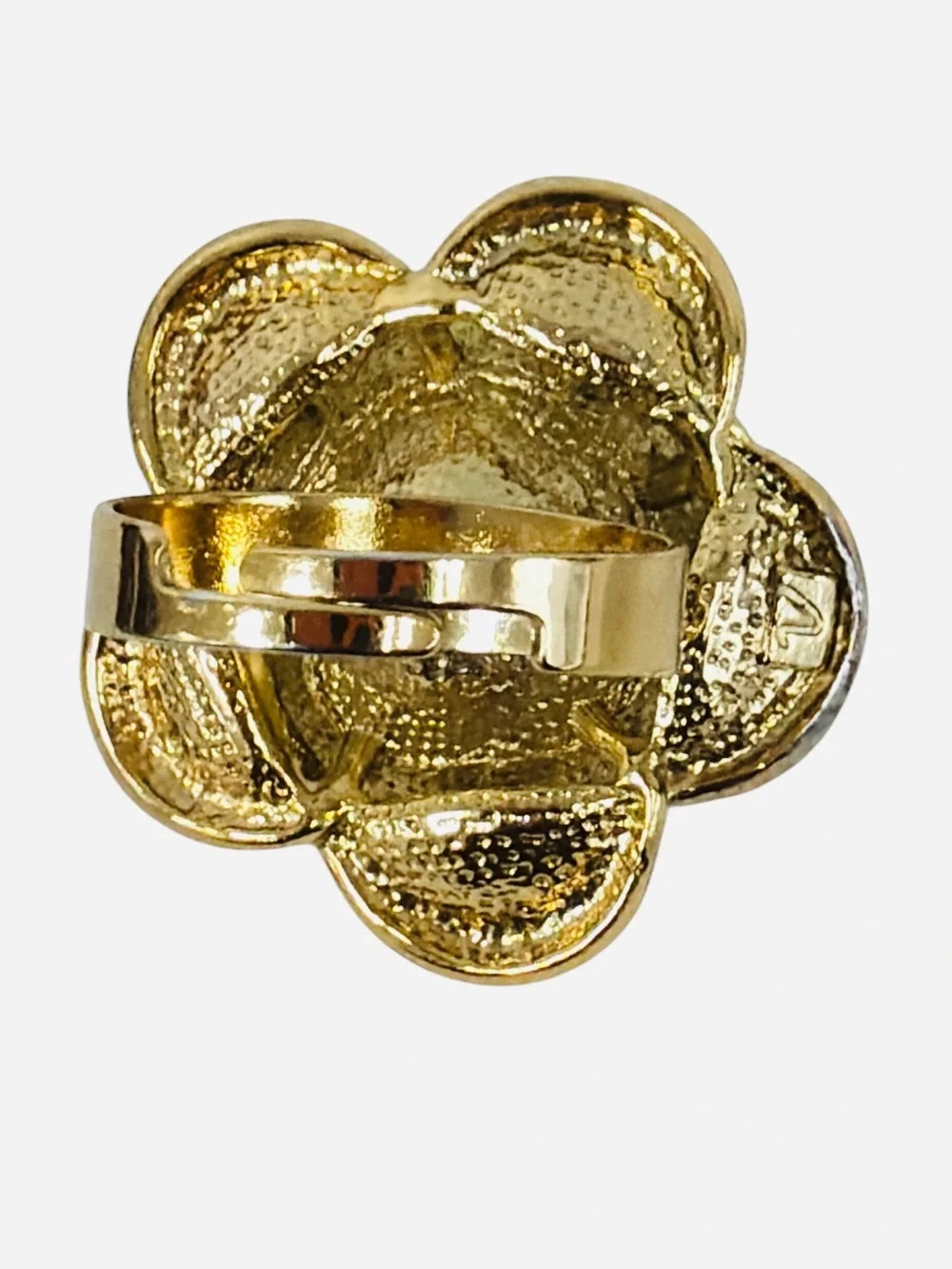 Jewelry Set-2 Turquoise Flower Adjustable Ring Gold Tone Twist Bangle Bracelet